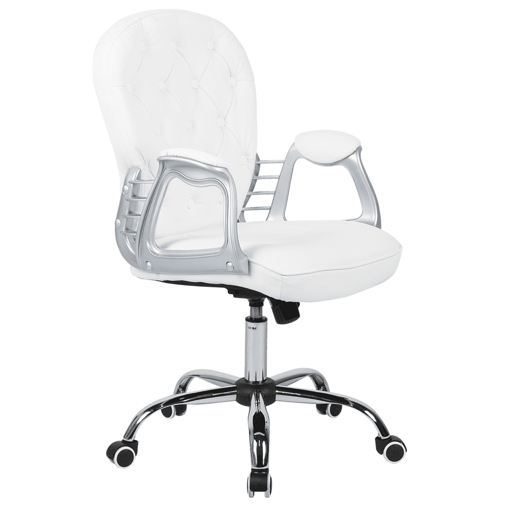 Beliani Otočná kancelárska stolička z eko kože biela PRINCESS